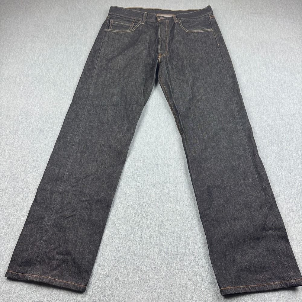 Levis 501 Jeans Mens 34x32 Fit Black Denim Straight Leg Button Fly Cotton Casual